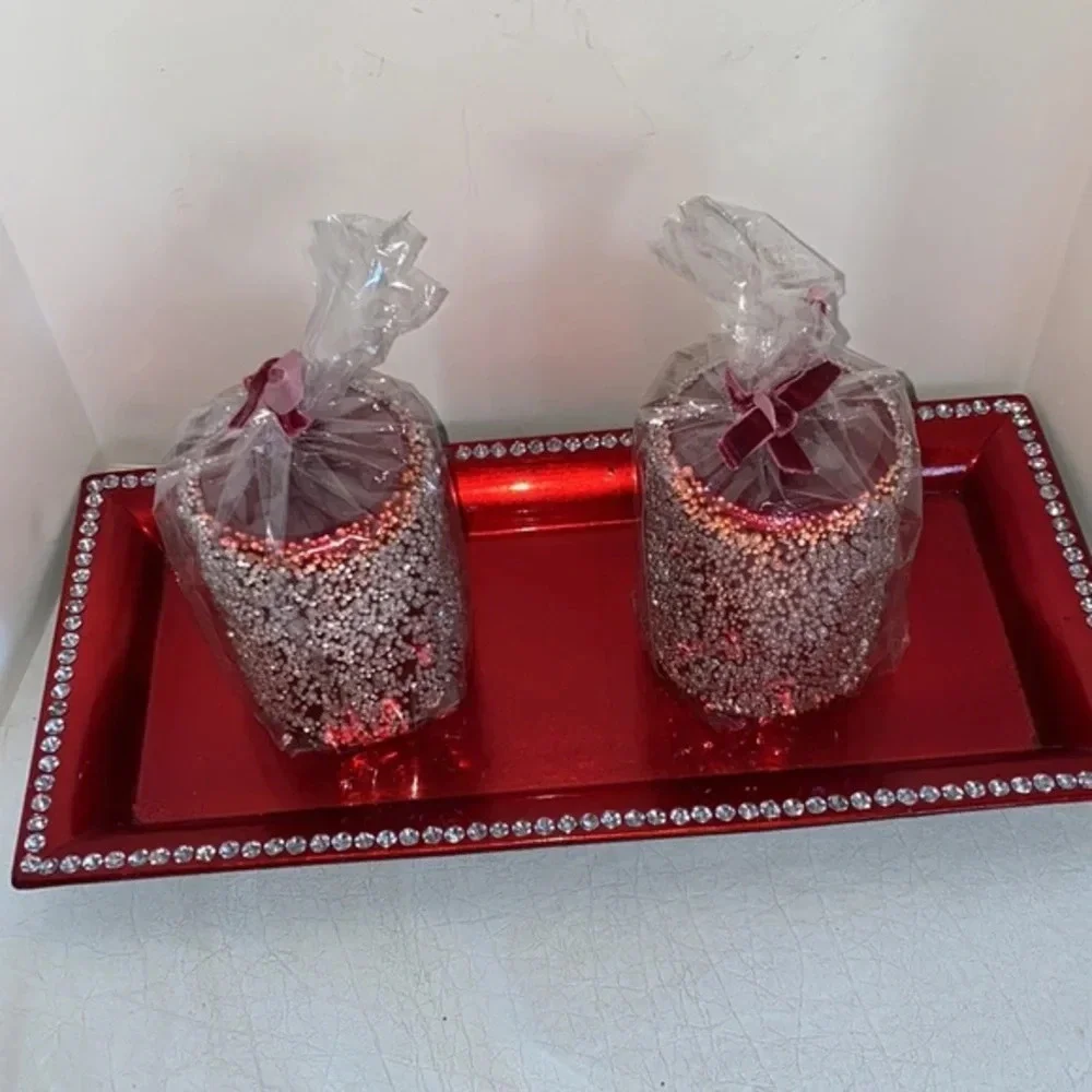 Z Gallerie Red Holiday Jeweled Candle NWT
